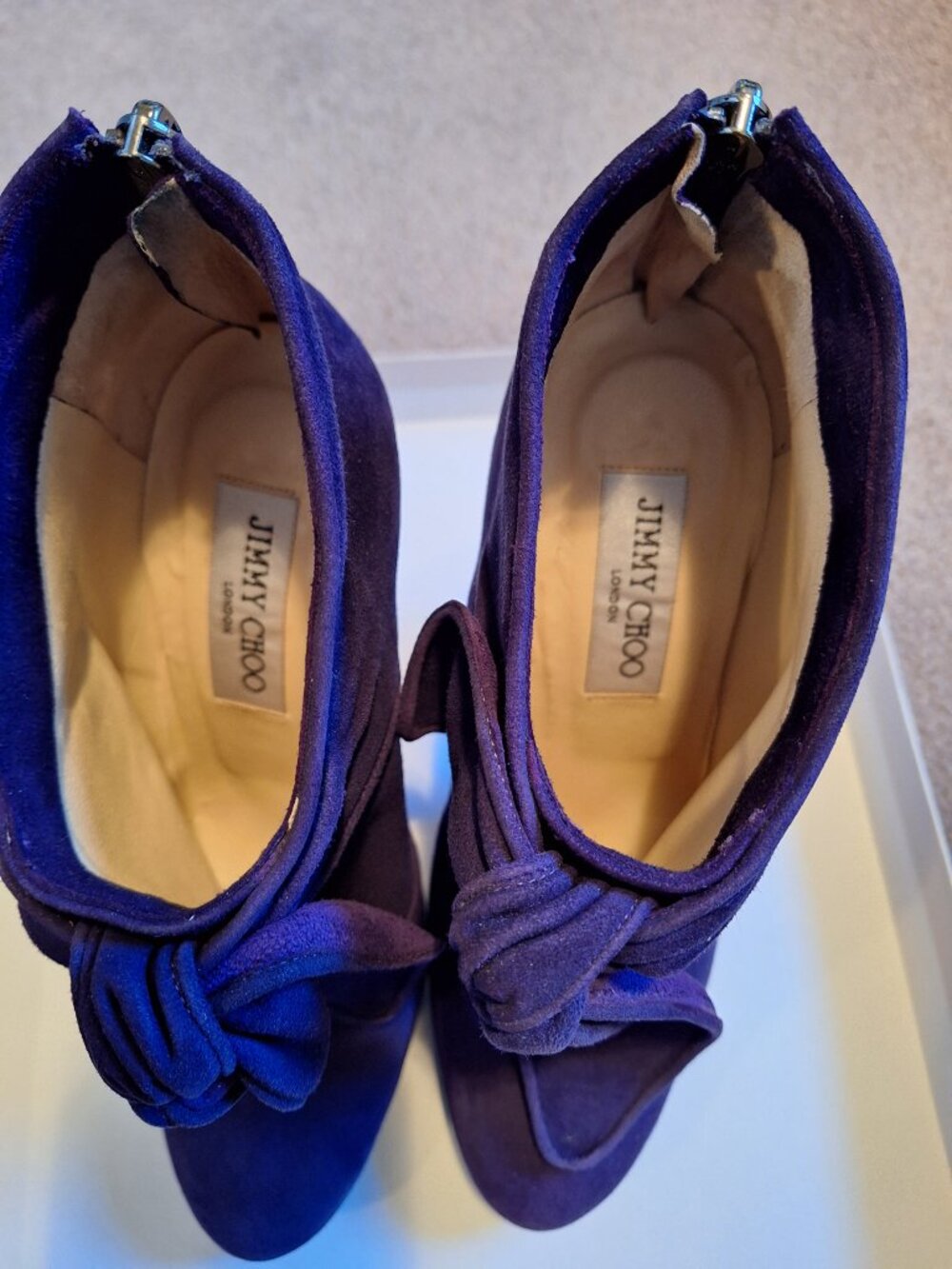 Jimmy Choo Colorblock heel purple suede booties - Picture 5 of 16